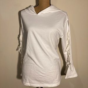 Venus NWOT white hoodie sz L with ties on long sleeves sz L